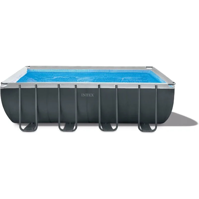 Intex 18 Feet by 9 Feet by 52 Inches Ultra XTR Rectangular Frame Swimming Pool Set with Pump Above Ground Backyard Large Rectangle Pool