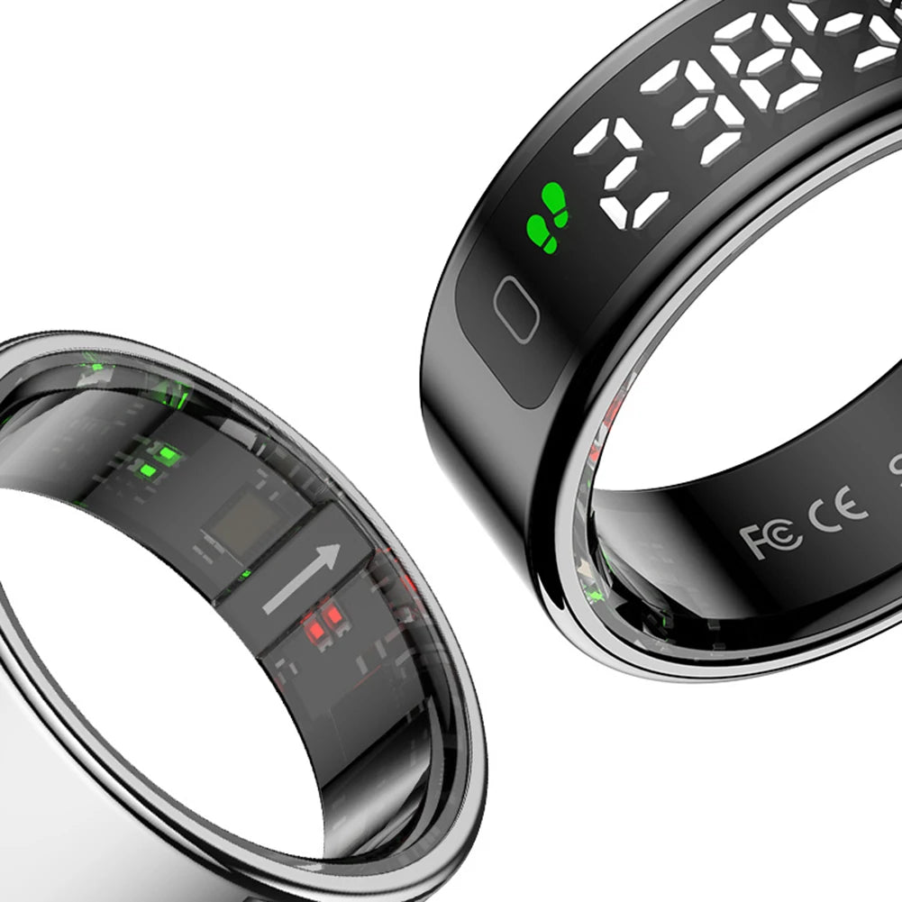 R11 Smart Ring with Display Screen and Touch Heart Rate Blood Oxygen Monitor Wireless Charging Fitness Ring for Men and Women