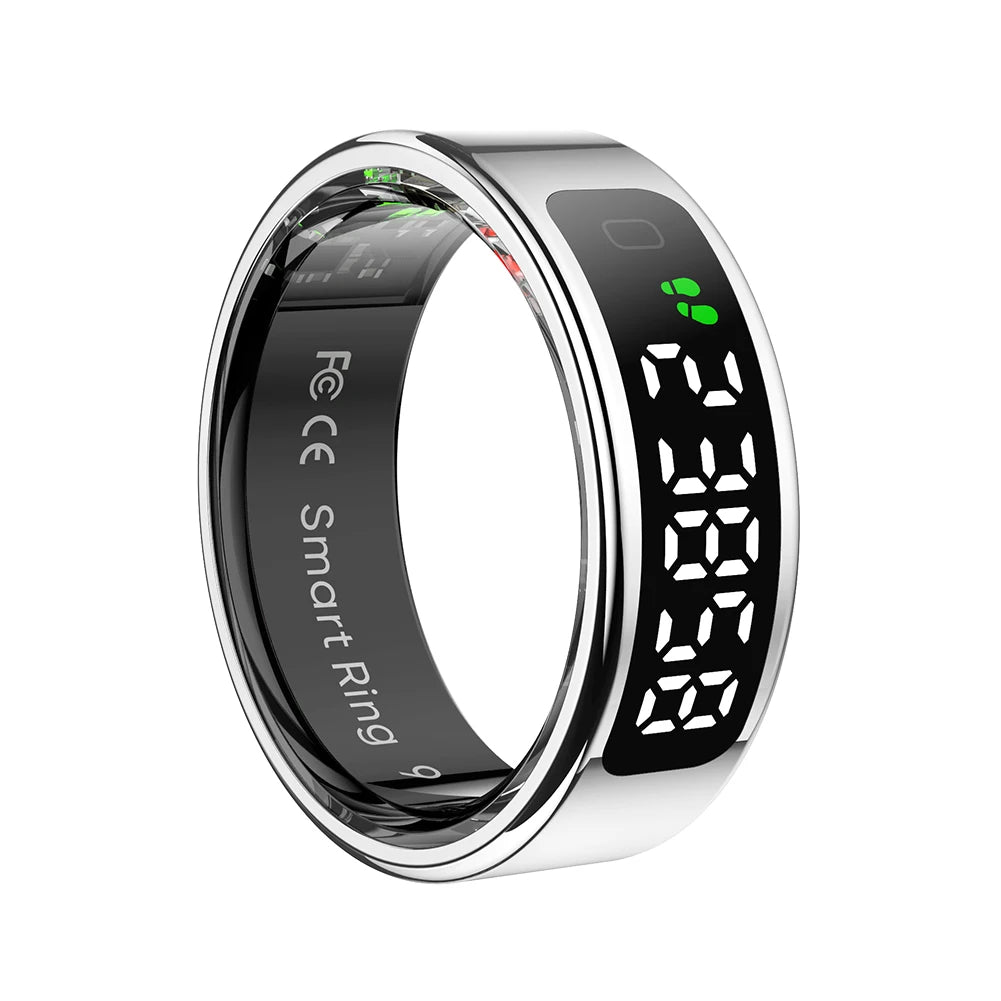 R11 Smart Ring with Display Screen and Touch Heart Rate Blood Oxygen Monitor Wireless Charging Fitness Ring for Men and Women