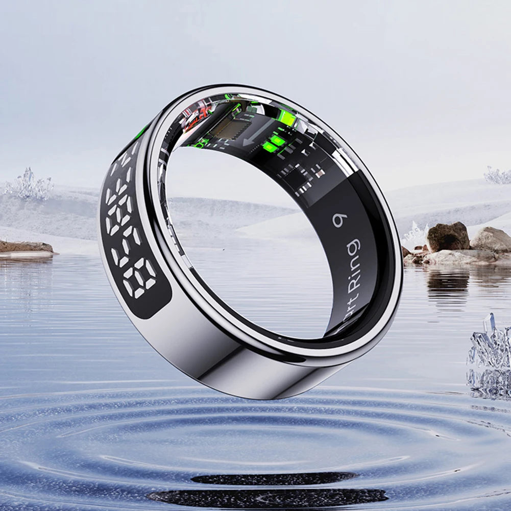R11 Smart Ring with Display Screen and Touch Heart Rate Blood Oxygen Monitor Wireless Charging Fitness Ring for Men and Women