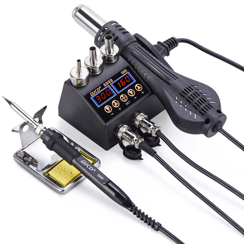 JCD 8898 750W Soldering Station 2 in 1 LCD Digital Display Rework Welding Kit Soldering Iron Hot Air Gun Repair Tools