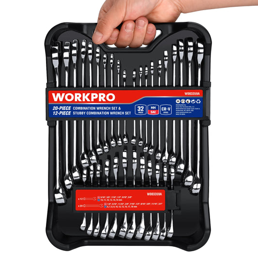 WORKPRO SAE and Metric Wrenches Set with Organizer Pro