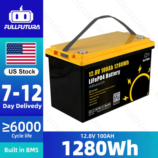 Gokwh LiFePO4 Battery Pack 12V 100Ah with Built in 100A BMS for RV EV Camping Golf Cart and Boat