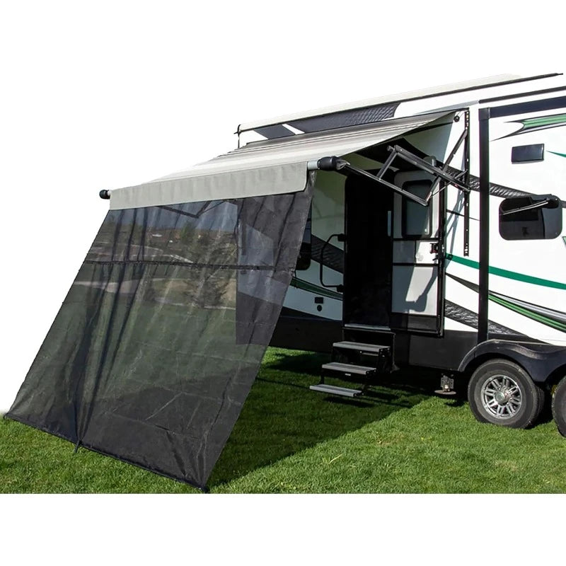 Black Mesh RV Awning Shade Screen Canopy Sun Blocker Camper Accessory for Front Patio 17 Feet x 9 Feet