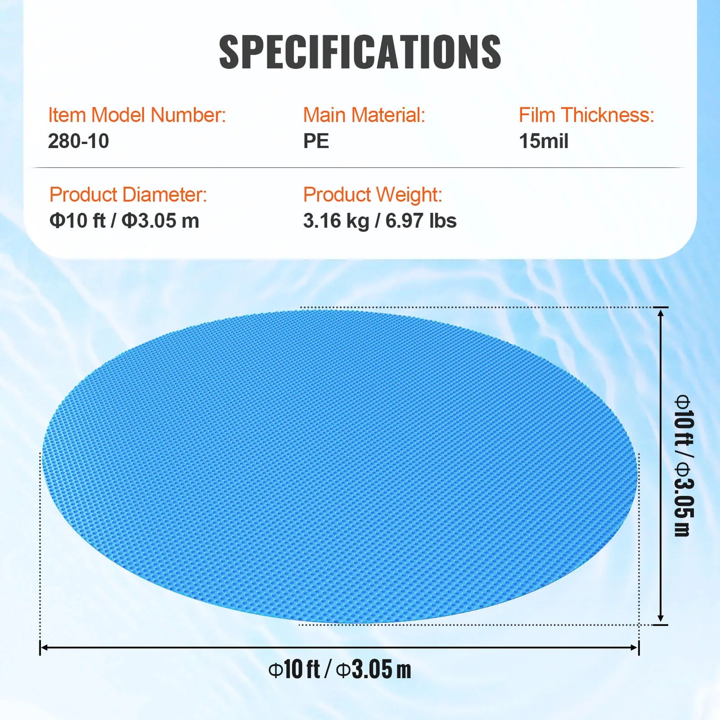 VEVOR Solar Pool Cover Rectangle Solar Blanket for Inground and Above Ground Swimming Pools 12 Mil PE Solar Heating Cover