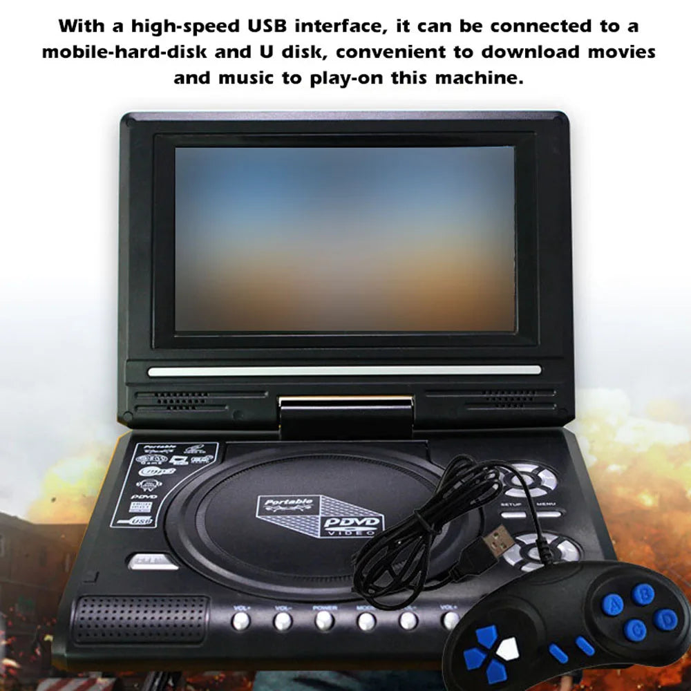 Portable DVD Viewer 7.8 Inch Widescreen DVD Player 270 Degree Rotatable with Game Function