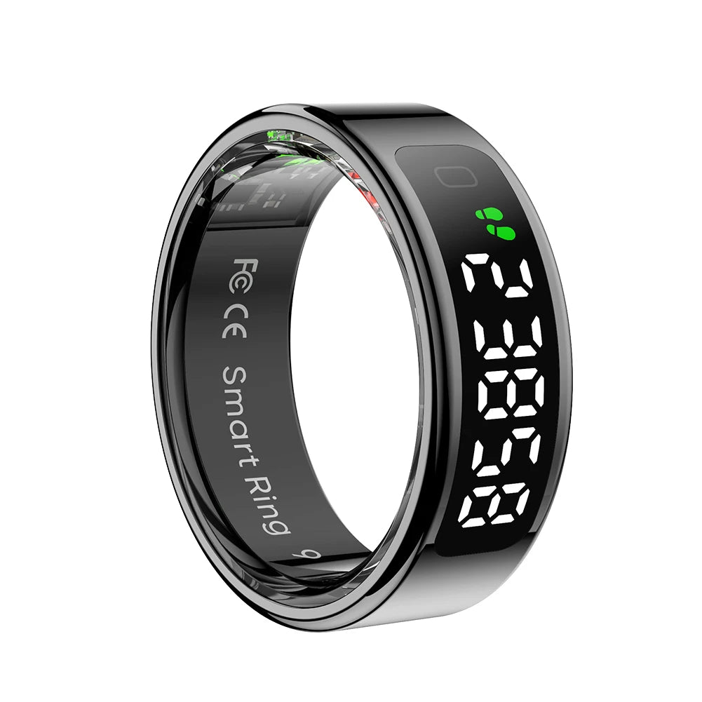 R11 Smart Ring with Display Screen and Touch Heart Rate Blood Oxygen Monitor Wireless Charging Fitness Ring for Men and Women