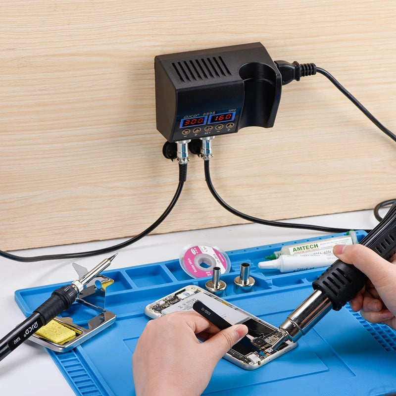 JCD 8898 750W Soldering Station 2 in 1 LCD Digital Display Rework Welding Kit Soldering Iron Hot Air Gun Repair Tools