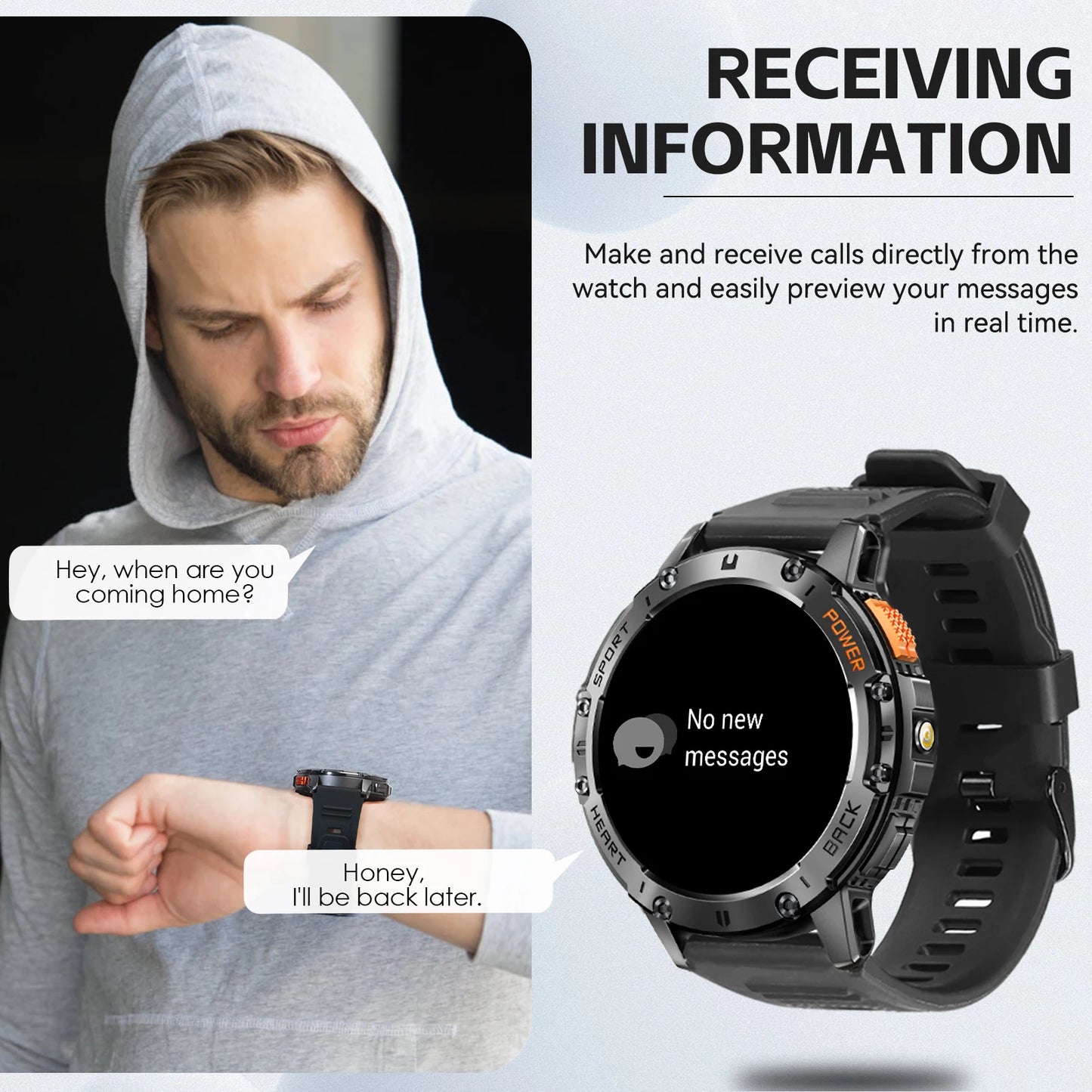 LaNikar Rugged Smart Watch For Men With Wireless Calling Fitness Tracker For 100 Plus Sports For IOS