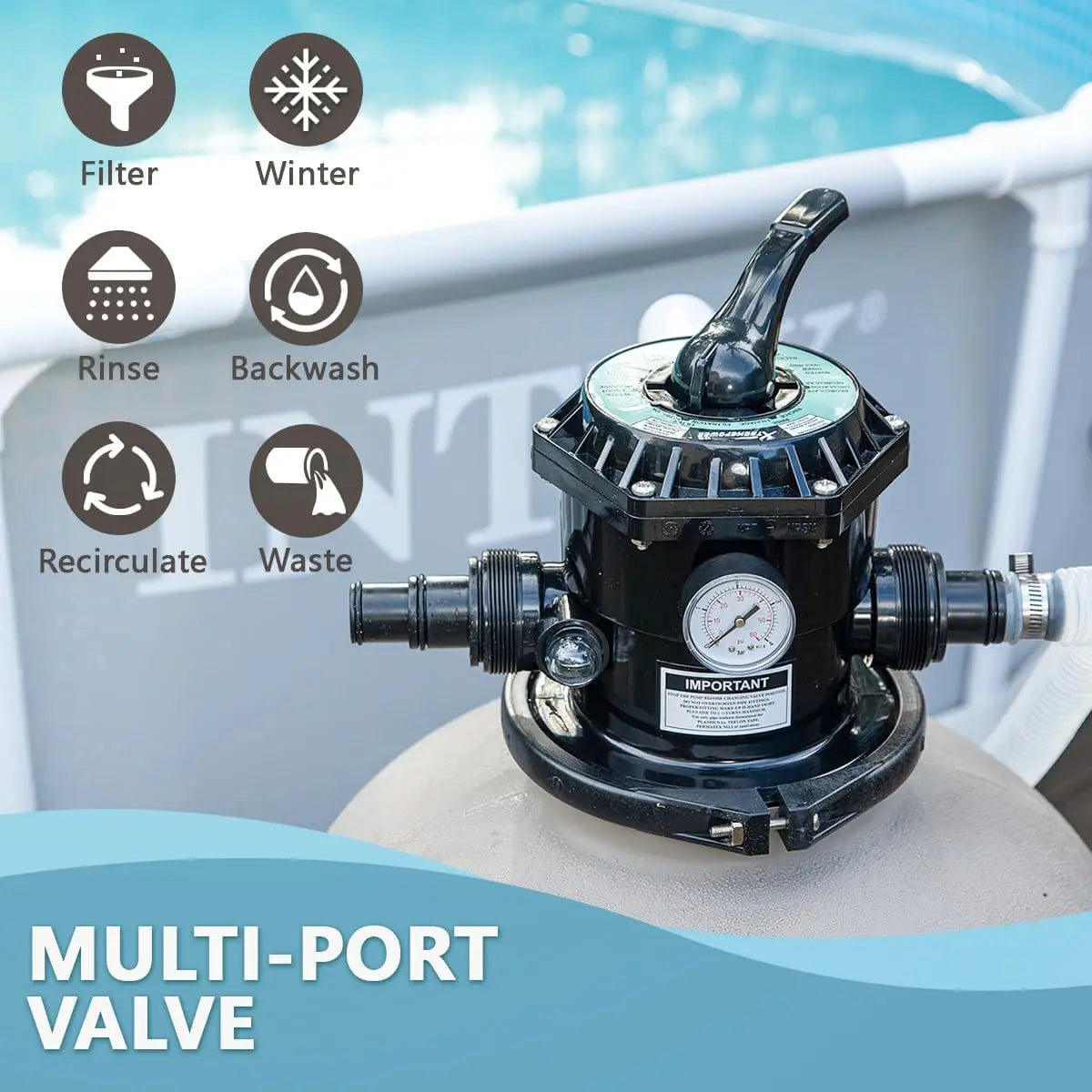 19 Inch Sand Filter with 1.5HP Pool Pump 4500GPH Above Ground Swimming Media System Gray