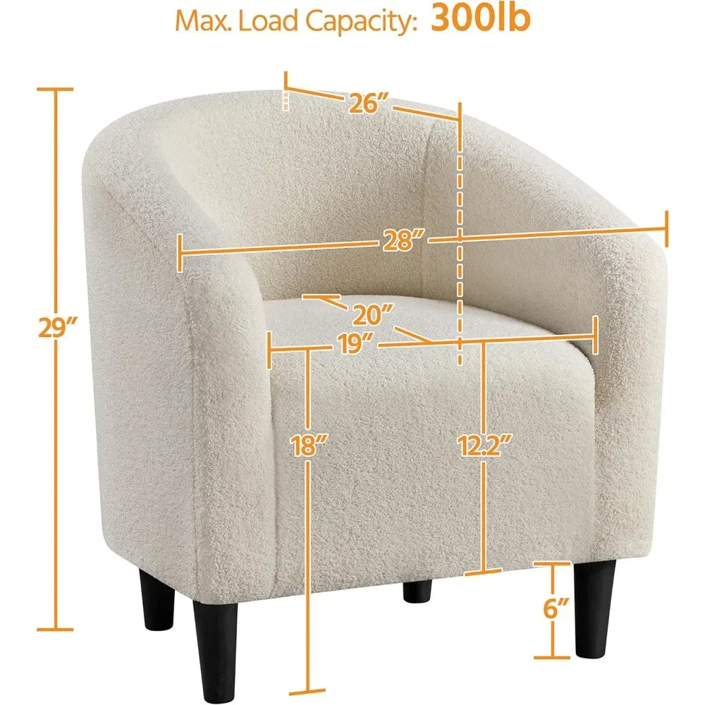 2 Piece Sherpa Accent Chair Set with Plush Cushioned Armrests Soft Furry Lounge Chairs for Living Room Bedroom and Office