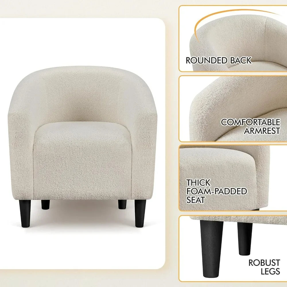 2 Piece Sherpa Accent Chair Set with Plush Cushioned Armrests Soft Furry Lounge Chairs for Living Room Bedroom and Office