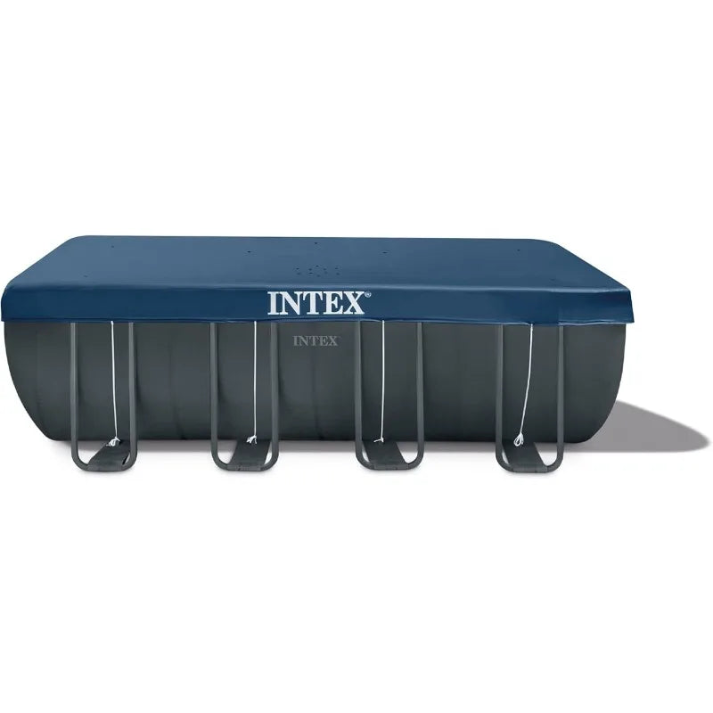 Intex 18 Feet by 9 Feet by 52 Inches Ultra XTR Rectangular Frame Swimming Pool Set with Pump Above Ground Backyard Large Rectangle Pool