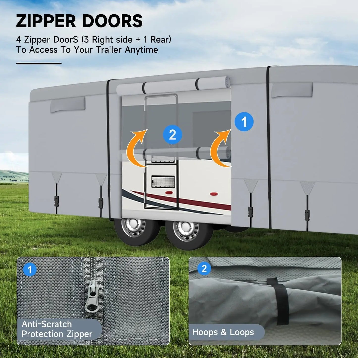 Umbrauto 5th Wheel RV Cover Upgraded 7 Layers Top Anti UV Waterproof Breathable Camper Covers Travel Trailer Moto
