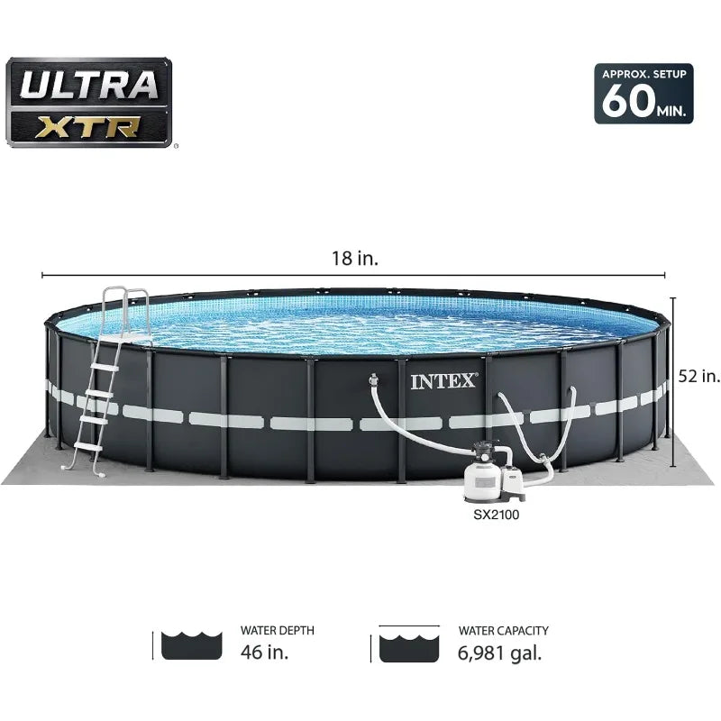 Intex 26329EH Ultra XTR Deluxe Above Ground Swimming Pool Set 18ft x 52in with 2100 GPH Cartridge Sand Filter Pump