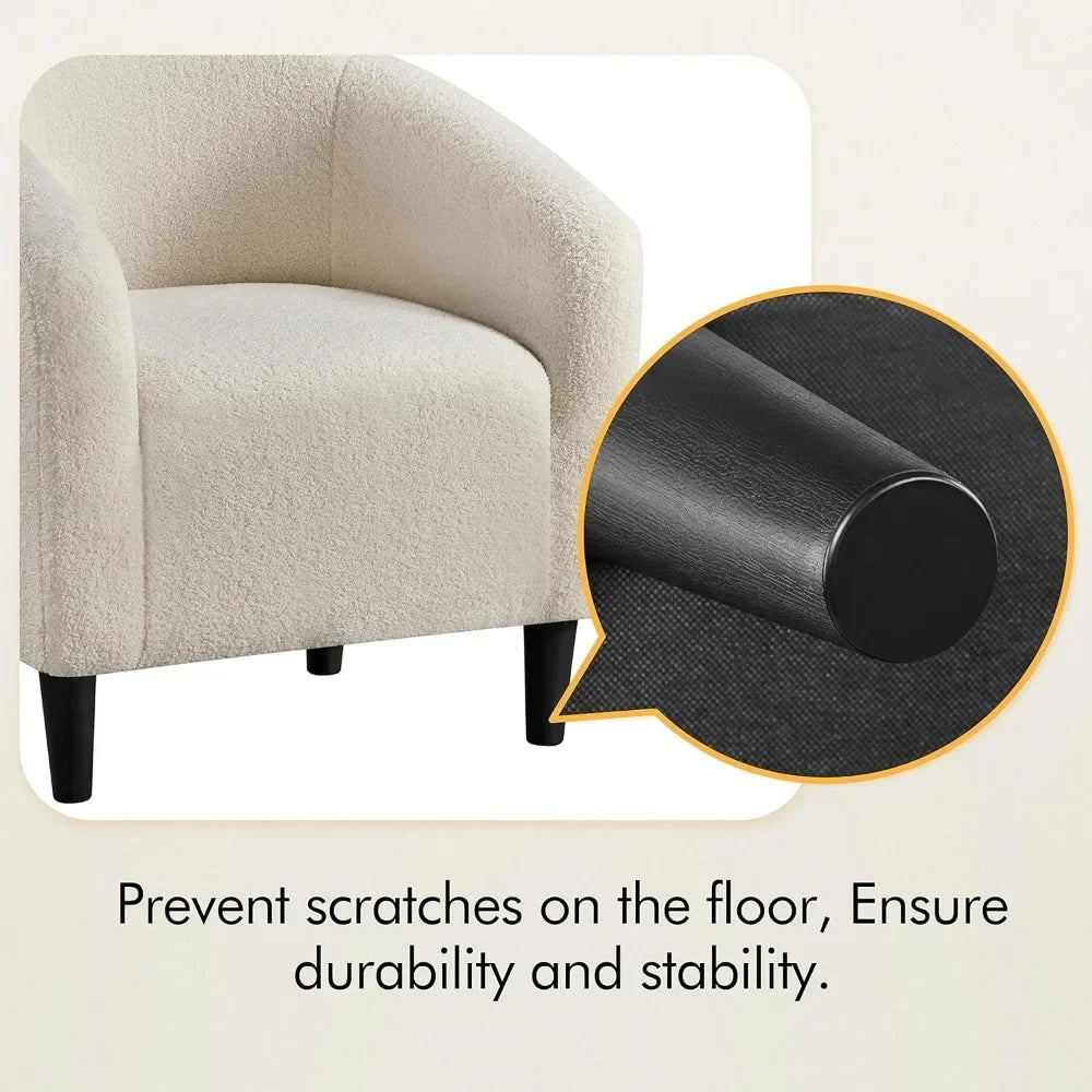 2 Piece Sherpa Accent Chair Set with Plush Cushioned Armrests Soft Furry Lounge Chairs for Living Room Bedroom and Office
