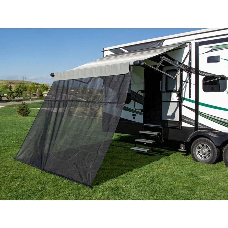 Black Mesh RV Awning Shade Screen Canopy Sun Blocker Camper Accessory for Front Patio 17 Feet x 9 Feet