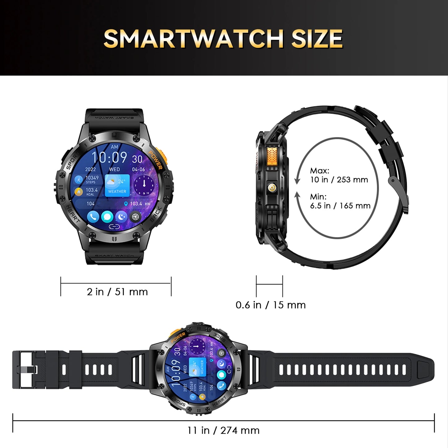 LaNikar Rugged Smart Watch For Men With Wireless Calling Fitness Tracker For 100 Plus Sports For IOS