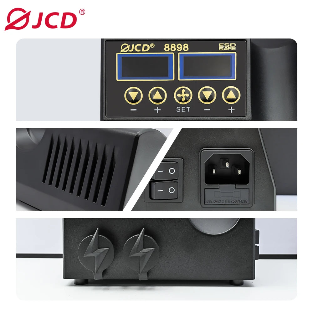 JCD 8898 750W Soldering Station 2 in 1 LCD Digital Display Rework Welding Kit Soldering Iron Hot Air Gun Repair Tools