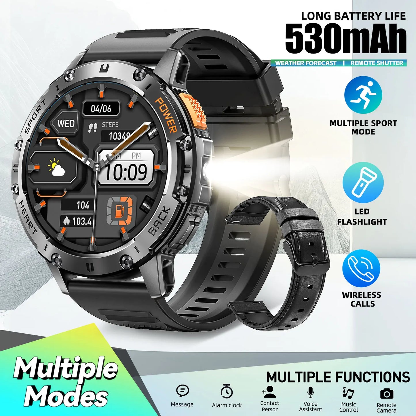 LaNikar Rugged Smart Watch For Men With Wireless Calling Fitness Tracker For 100 Plus Sports For IOS